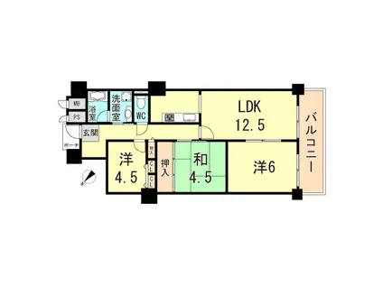 パームスクエアージェームス山(3LDK/12階)の間取り写真