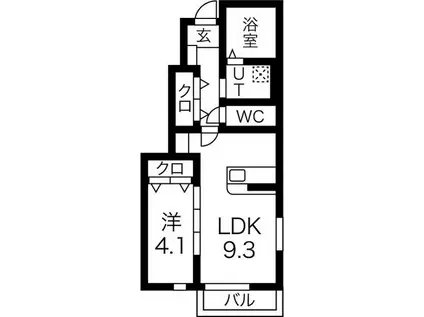 ルワンジュ A棟(1LDK/1階)の間取り写真