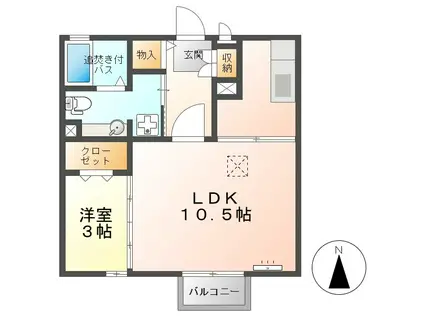サンパティーク上田原 A(1LDK/1階)の間取り写真