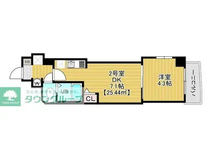 スピカ東小岩(1DK/6階)の間取り写真
