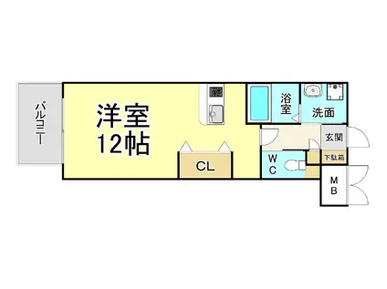 アクシオ三萩野II(ワンルーム/9階)の間取り写真