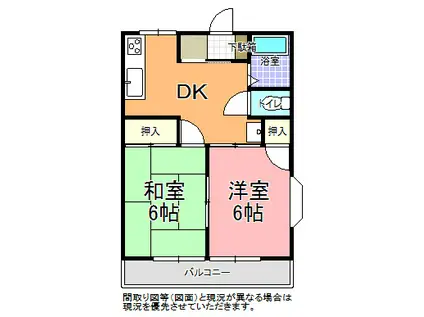 メゾン・サンメリー吉沢(2DK/2階)の間取り写真