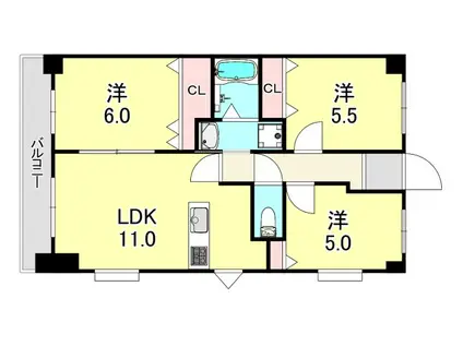 エスポワール西神戸(3LDK/1階)の間取り写真