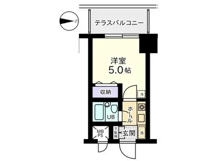 信開トピア足羽(1K/3階)の間取り写真