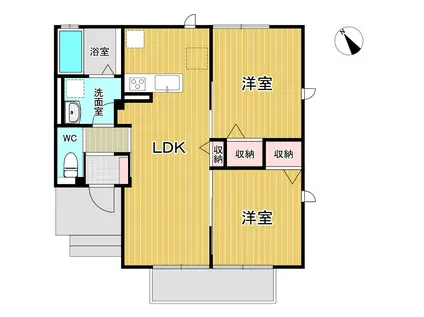 ラヴァージュ東仙台(2LDK/1階)の間取り写真
