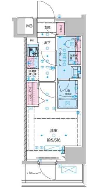 ジェノヴィア西川口III(1K/3階)の間取り写真