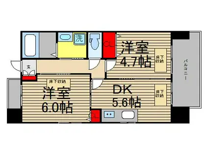 スプランディッド池田(2DK/6階)の間取り写真