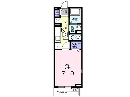 シャテーニュ・テラス(1K/1階)の間取り写真