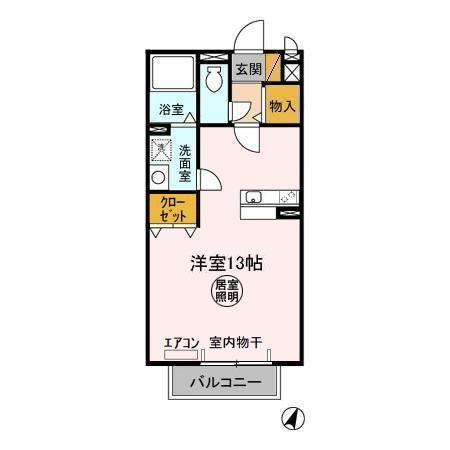 アーバンヒルズかしまII(ワンルーム/2階)の間取り写真