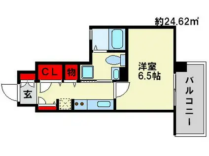 エンクレスト六本松II(1K/4階)の間取り写真