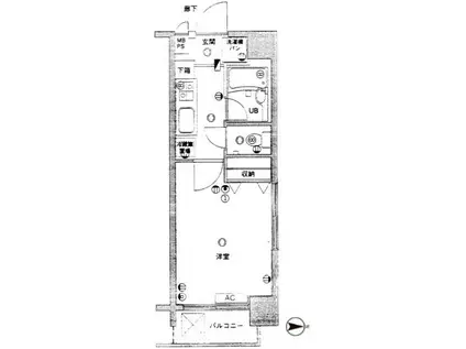 菱和パレス高井戸(1K/3階)の間取り写真
