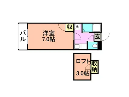 シャトレ隈I(1K/1階)の間取り写真