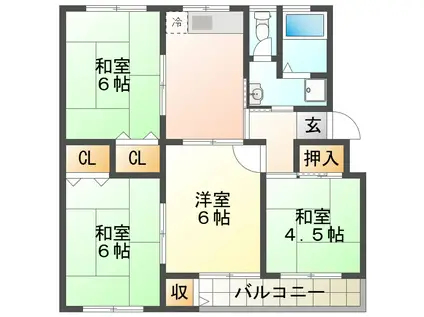 高倉台10団地43号棟(4LDK/4階)の間取り写真