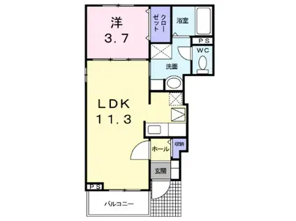 サンライズ霞 II(1LDK/1階)の間取り写真