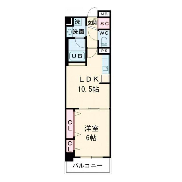 グランセジュール大国町(1LDK/11階)の間取り写真