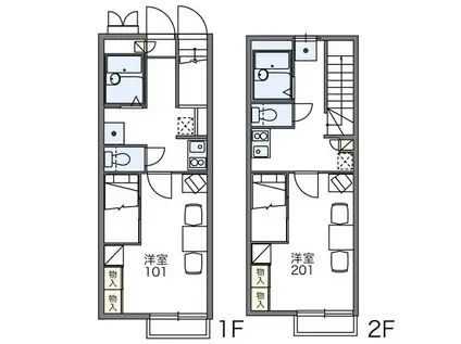 レオパレスグリーンレーベル(1K/2階)の間取り写真