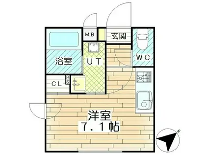 トリプル エム(ワンルーム/3階)の間取り写真