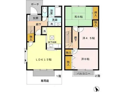 パルティーダ B棟(3LDK/1階)の間取り写真