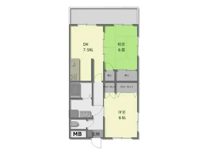 ニューライズマンション(2DK/4階)の間取り写真