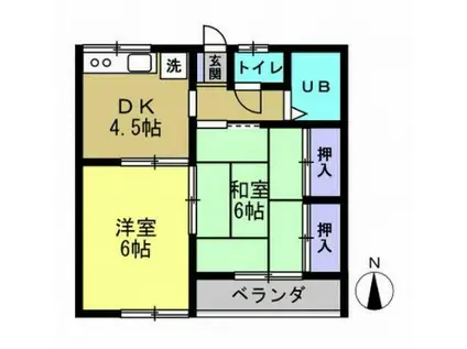 コーポ高柳(2DK/1階)の間取り写真