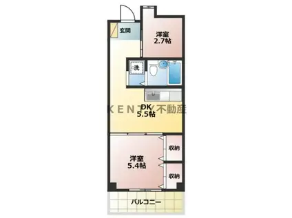 仙台坂アルカディア(2DK/9階)の間取り写真