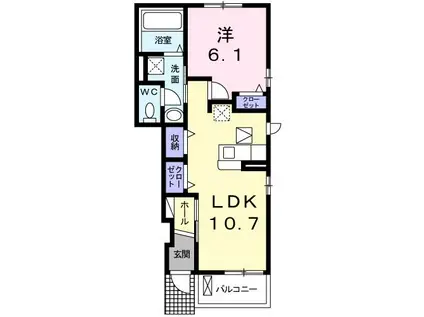 ルミエール エヴァン(1LDK/1階)の間取り写真