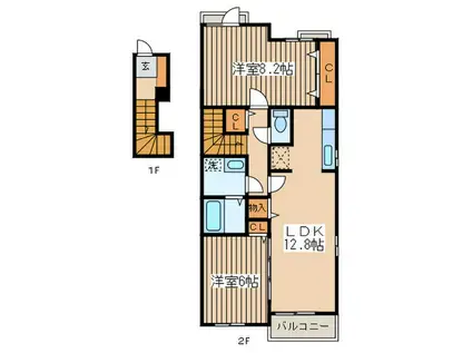 クレメント(2LDK/2階)の間取り写真