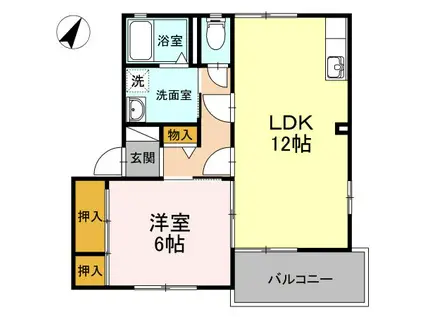 DIASカワグチ A棟(1LDK/2階)の間取り写真