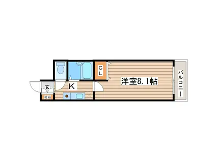 テルシノ北仙台(1K/2階)の間取り写真