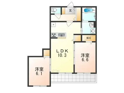 CONFORT YAMATO(2LDK/3階)の間取り写真