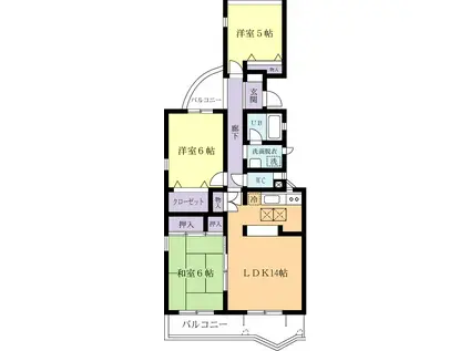 アベニュー梅園(3LDK/4階)の間取り写真