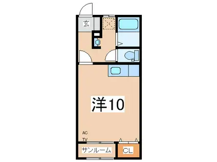 花沢アネックス(ワンルーム/2階)の間取り写真