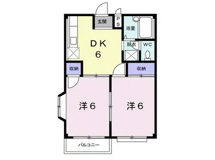 エルディム美里(2DK/2階)の間取り写真