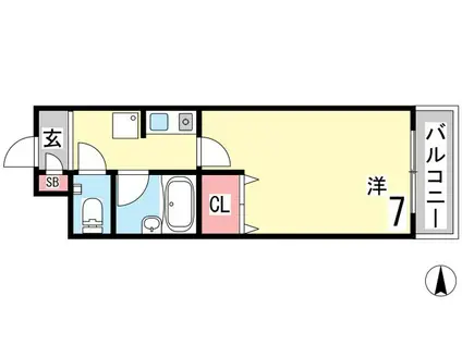 オプティー岡本山手(1K/3階)の間取り写真