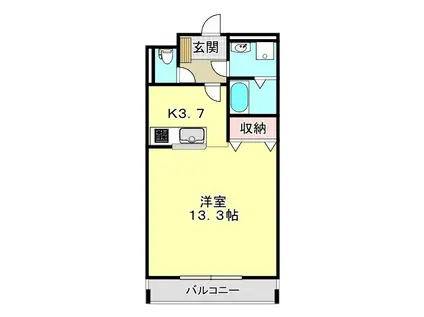 JR東海道本線 沼津駅 徒歩34分 3階建 築21年(ワンルーム/3階)の間取り写真