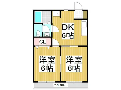 AIマンション豊科(2DK/2階)の間取り写真