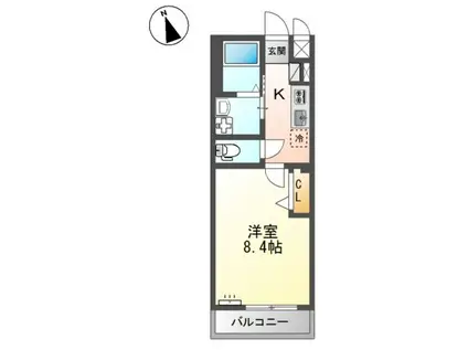 メゾン ロゼオ S(1K/2階)の間取り写真