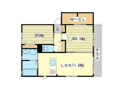 シャーメゾンアミノウチ(2LDK/1階)の間取り写真