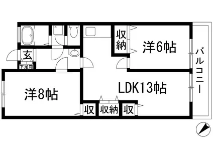 MKマンション(2LDK/4階)の間取り写真