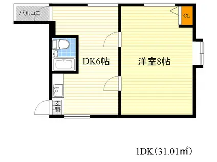 ファンシー都島(1DK/3階)の間取り写真