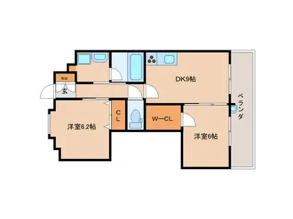 センチュリーアスカX(2DK/3階)の間取り写真