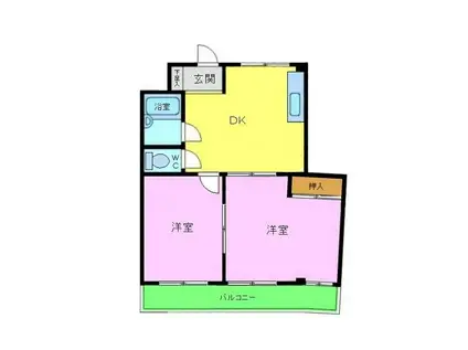 メゾンドクミノ木(2DK/3階)の間取り写真