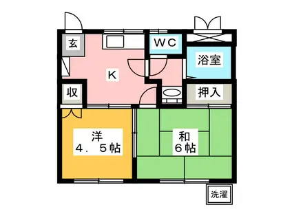 赤山コーポ(2K/2階)の間取り写真