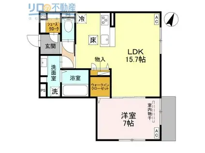 フルール(1LDK/1階)の間取り写真