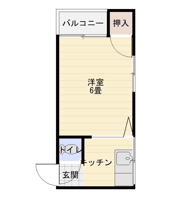 第一塩屋コーポ(1K/4階)の間取り写真
