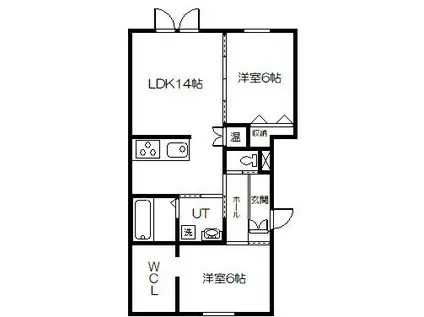 CASA-I HIGASHIKAWA I(2LDK/2階)の間取り写真