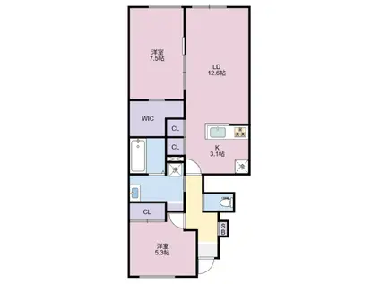 BELLE LEAD 東吉野 B棟(2LDK/1階)の間取り写真