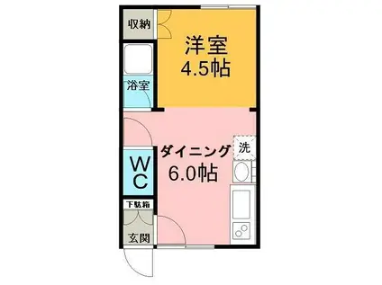 ハイツサンヨーII(1DK/2階)の間取り写真