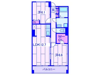 オーデシャトー(2LDK/4階)の間取り写真