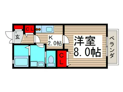 ベルニューズ21(1K/1階)の間取り写真